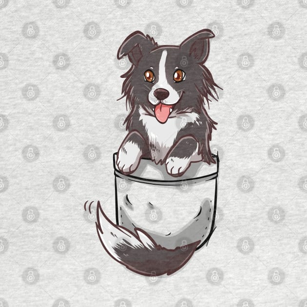 Pocket Cute Border Collie Dog T-Shirt by TechraPockets